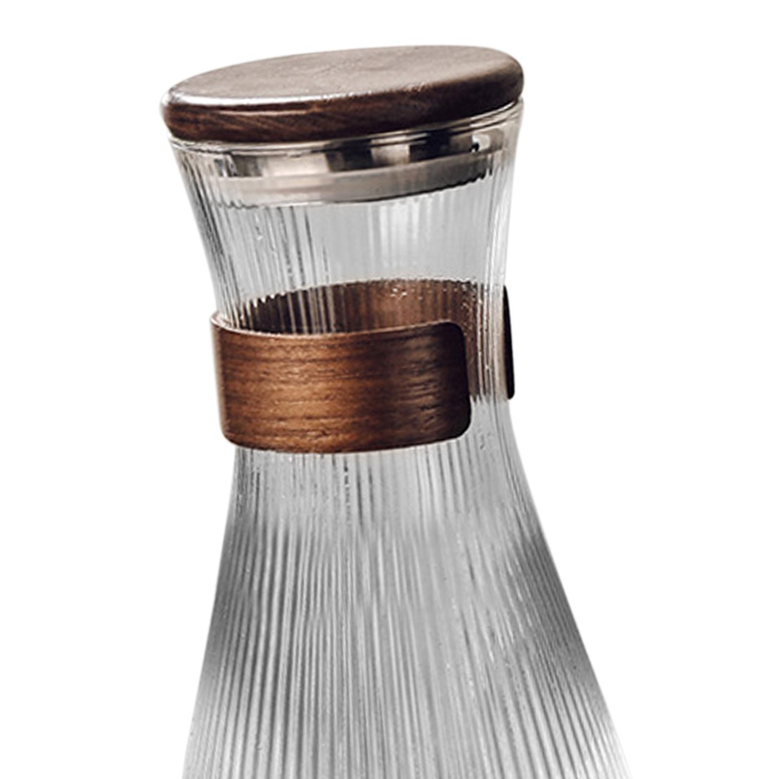 Espresso Shot Glass - Heiß-Kalt Glaskaraffe mit Walnussdeckel, 1,5L Getränkekrug