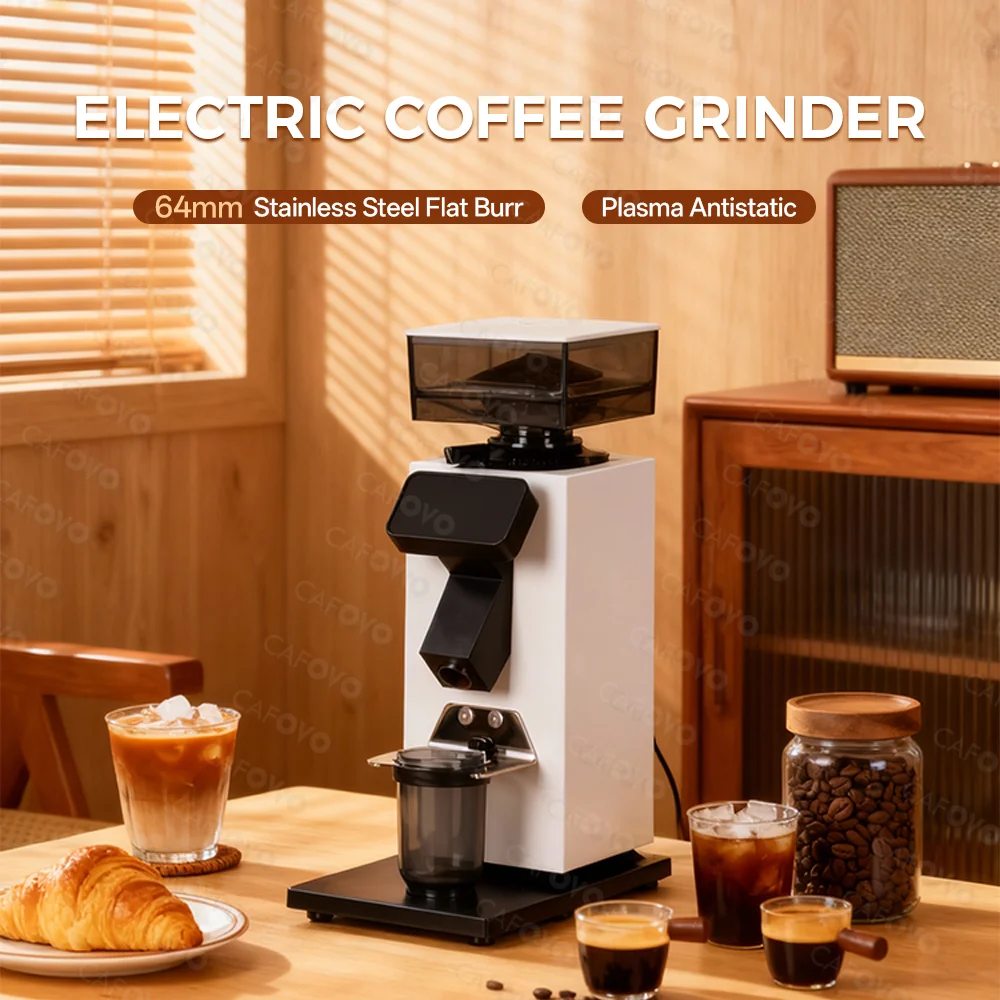 Coffee Grinder Burr Flat - CAFOVO G964F Zeitgesteuerte Dosiermühle 64mm Flachmahlwerk